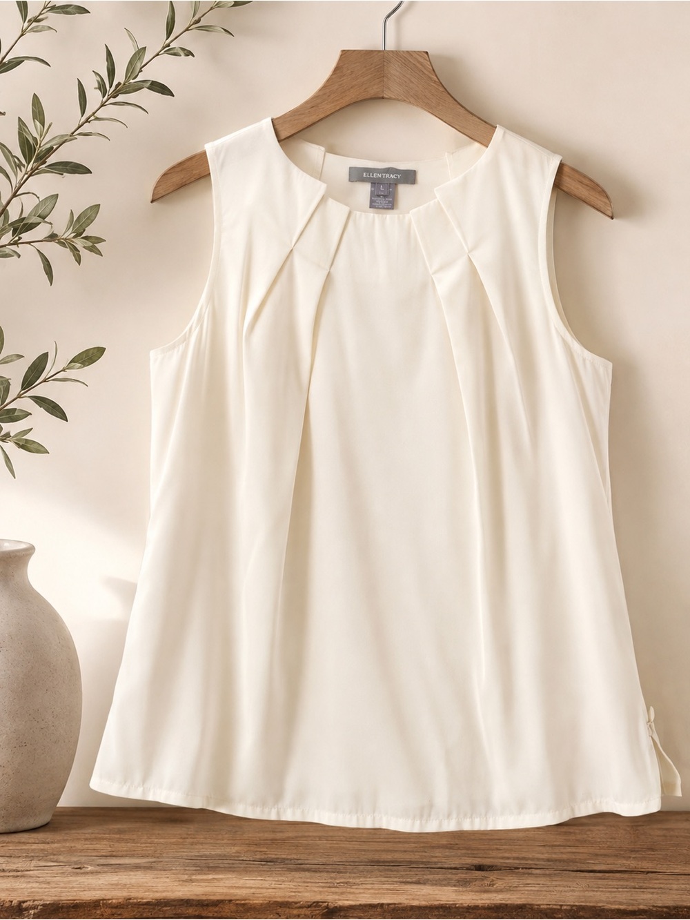 Ellen Tracy Ivory Architectural Neckline Blouse | Size 12 | Like New!